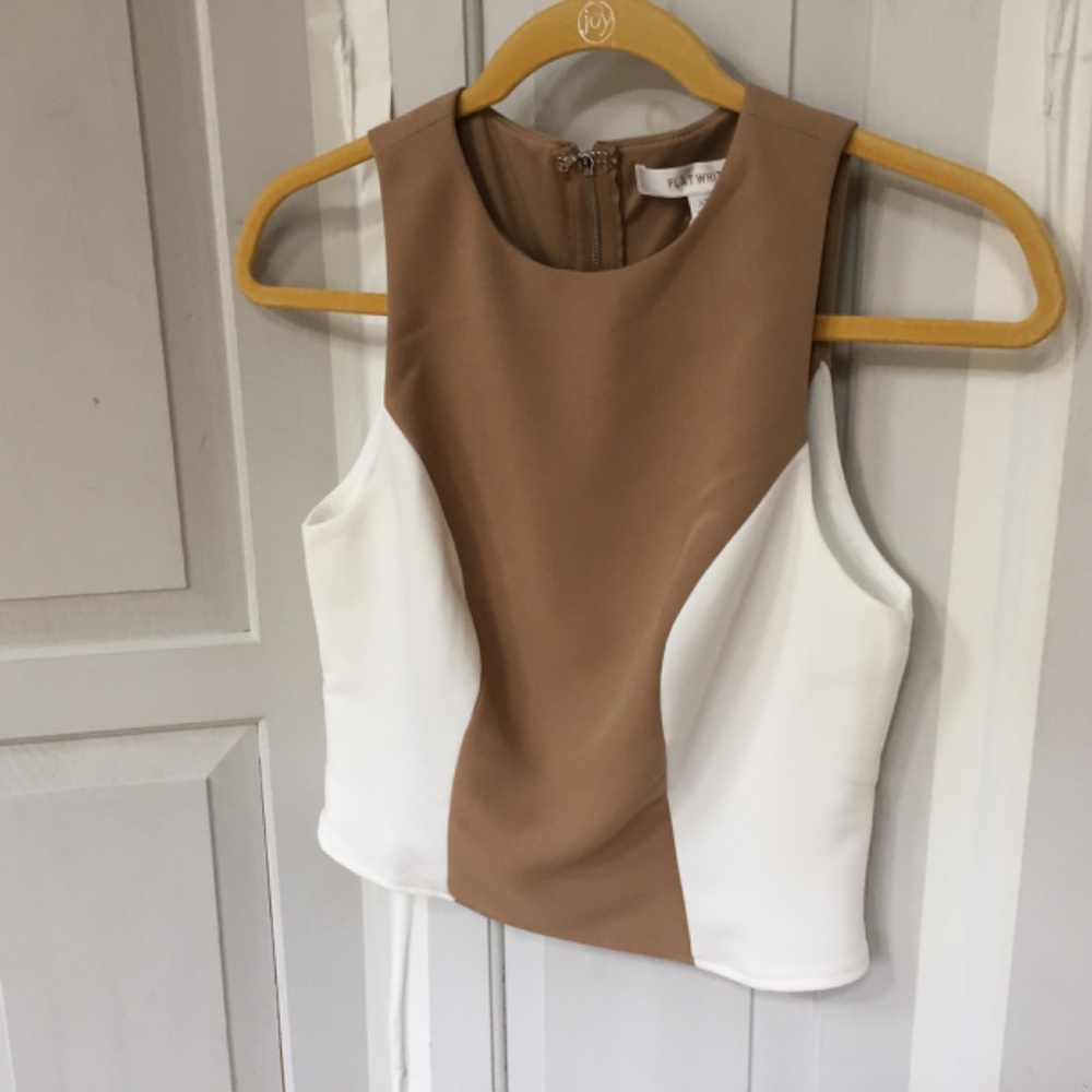 Anthropologie Flay White Brown and White Crop Top - Picture 11 of 16